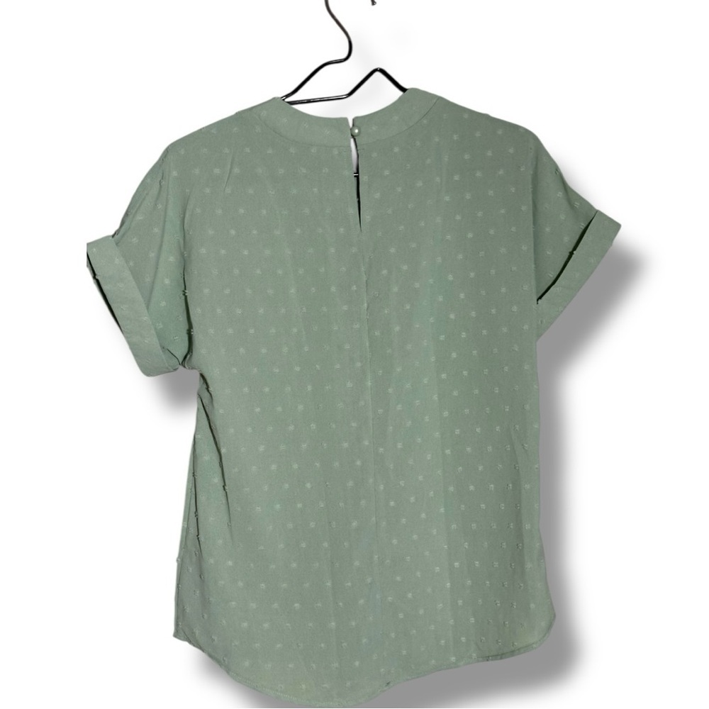Unbranded Chic Mint Green Textured Short Sleeve Flowy Crewneck Blouse - Picture 16 of 16